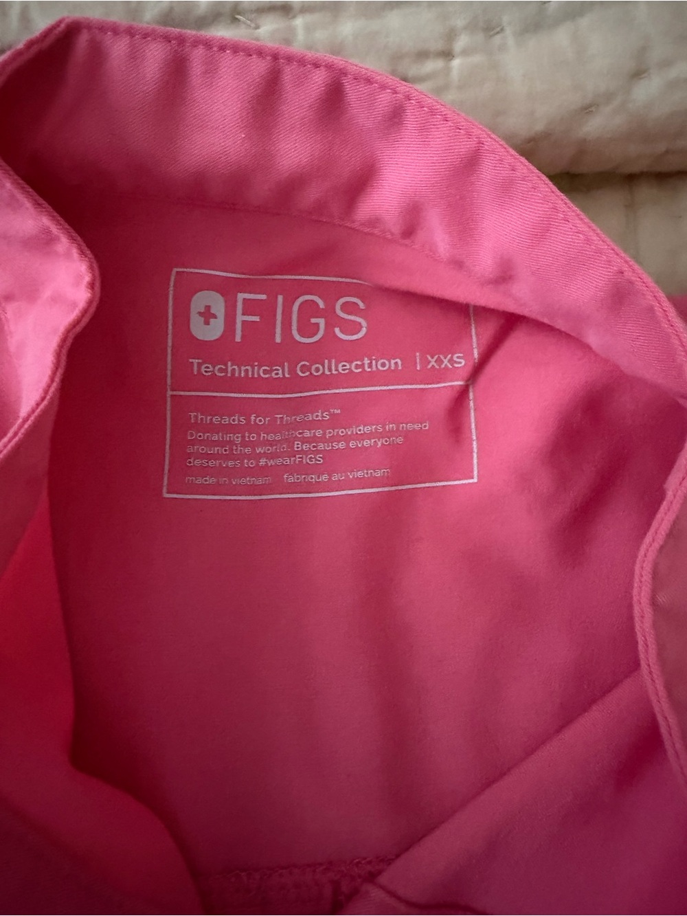 FIGS Pink Scrub Set - Bright Pink Top & Straight Pants - Picture 3 of 4